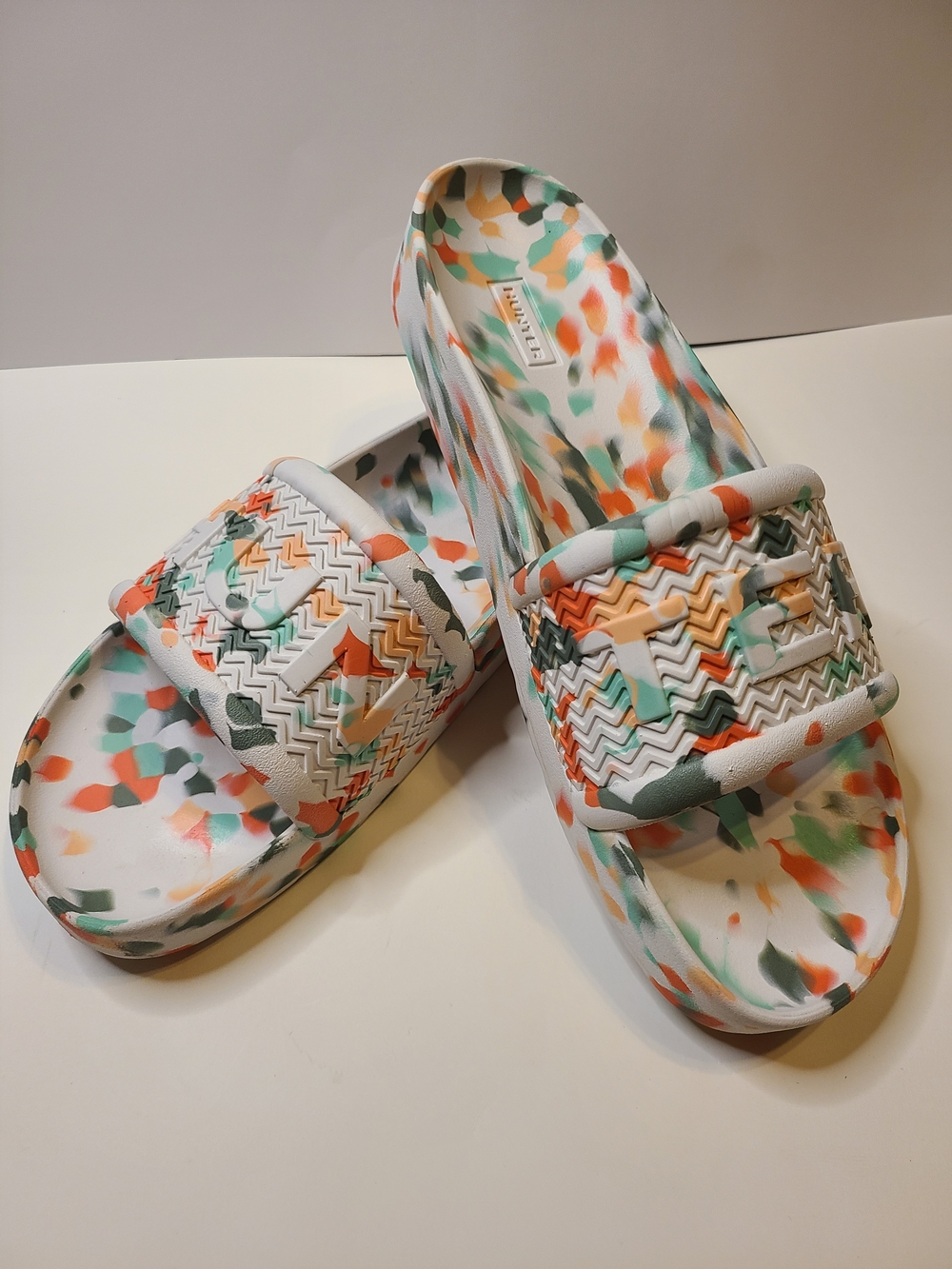 Hunter Womens Multicolor Patterned Slide Sandals Size 12